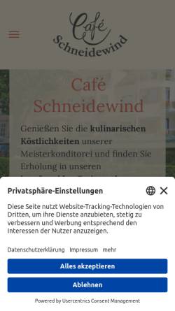 Vorschau der mobilen Webseite www.cafeschneidewind.de, Café Schneidewind