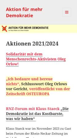 Vorschau der mobilen Webseite www.aktion-mehr-demokratie.de, Aktion für mehr Demokratie (AMD)