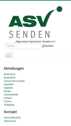 Vorschau der mobilen Webseite www.asv-senden.de, ASV Senden e. V.