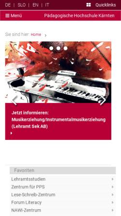 Vorschau der mobilen Webseite www.ph-kaernten.ac.at, Pädagogische Hochschule Kärnten