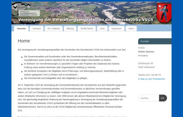 Vorschau von www.vvgs.ch, Vereinigung der Verwaltungsangestellten der Gemeinden des Sensebezirks - VVGS