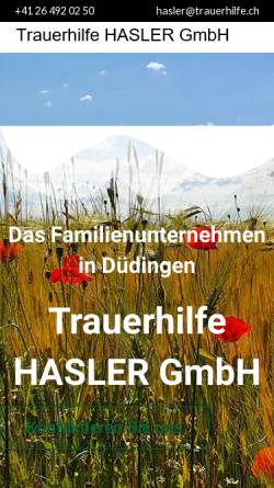 Vorschau der mobilen Webseite www.trauerhilfe.ch, Bestattungs-Institut Hasler Pius