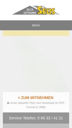 Vorschau der mobilen Webseite getraenke-seus.de, Zelte und Getränke Seus