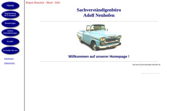Vorschau von www.sachverstaendiger-neuhofen.de, KFZ-Sachverständigenbüro Adolf Neuhofen