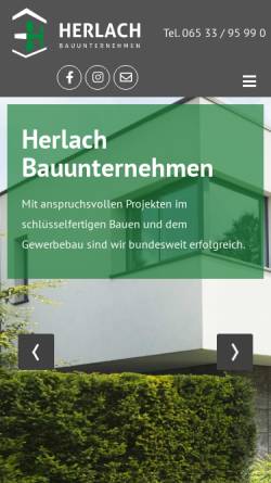 Vorschau der mobilen Webseite herlach.de, Bauunternehmen Herlach