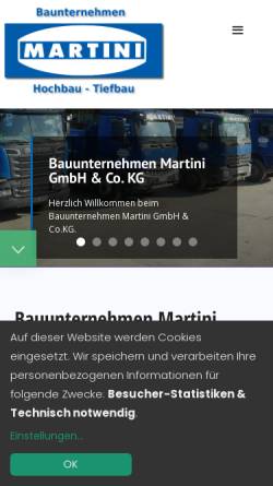 Vorschau der mobilen Webseite www.martini-bau.com, Bauunternehmen Martini GmbH und CoKG