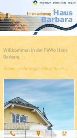 Vorschau der mobilen Webseite www.ferienwohnung-haus-barbara.de, Haus Barbara - Birgit Deifuss