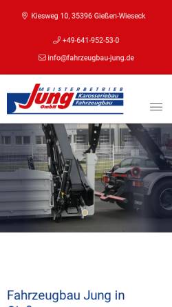 Vorschau der mobilen Webseite www.fahrzeugbau-jung.de, Autosattlerei und Karosseriebau Jung GmbH