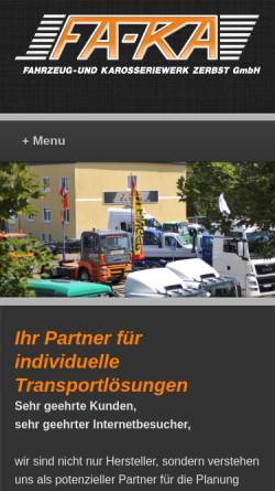 Vorschau der mobilen Webseite www.faka-zerbst.de, FAKA Zerbst GmbH