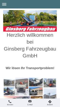 Vorschau der mobilen Webseite www.ginsberg-fahrzeugbau.de, Ginsberg Fahrzeugbau GmbH