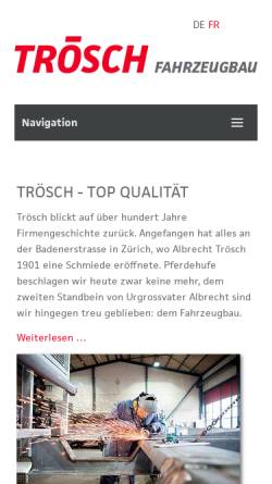Vorschau der mobilen Webseite troesch-ag.ch, Trösch AG