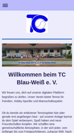 Vorschau der mobilen Webseite www.tc-klein-winternheim.de, Tennisclub Blau-Weiß Klein-Winternheim 1977 e.V.