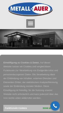 Vorschau der mobilen Webseite www.auer-metallbau.at, Auer Metallbau