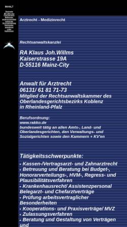 Vorschau der mobilen Webseite www.rawillms.de, Rechtsanwaltskanzlei Klaus Joh. Willms