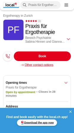 Vorschau der mobilen Webseite yellow.local.ch, Praxis für Ergotherapie - Zürich