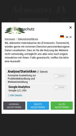Vorschau der mobilen Webseite admonter.com, Stia Holzindustrie GmbH