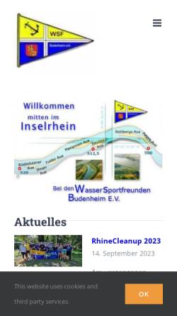 Vorschau der mobilen Webseite www.wsf-budenheim.de, Wassersportfreunde Budenheim e.V.