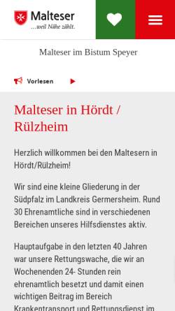 Vorschau der mobilen Webseite www.malteser-hoerdt-ruelzheim.de, Malteser Hördt/Rülzheim