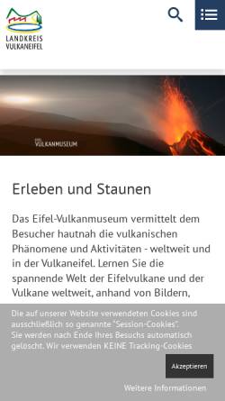 Vorschau der mobilen Webseite www.vulkaneifel.de, Eifel-Vulkanmuseum