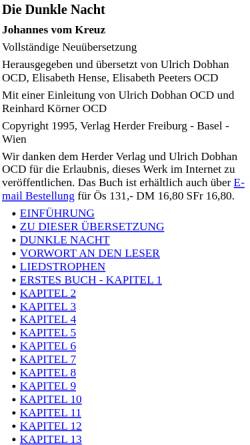 Vorschau der mobilen Webseite www.karmel.at, Die Dunkle Nacht