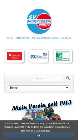 Vorschau der mobilen Webseite svurmitz.de, SV Urmitz 1913/1970 e.V.
