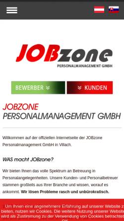 Vorschau der mobilen Webseite www.jobzone.cc, JOBzone Personalmanagement GmbH