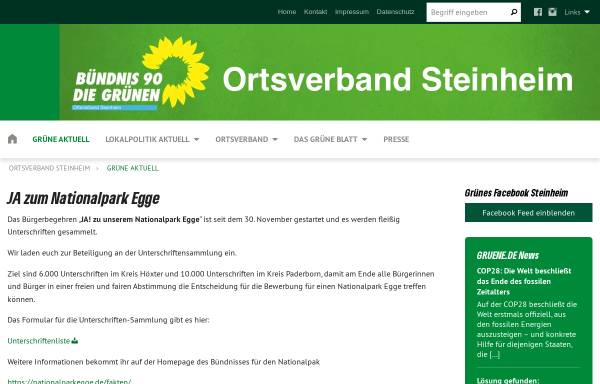 Vorschau von gruene-steinheim.de, Bündnis 90/Die Grünen, Ortsverband Steinheim