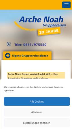 Vorschau der mobilen Webseite arche-noah-reisen.de, Arche Noah Reisen