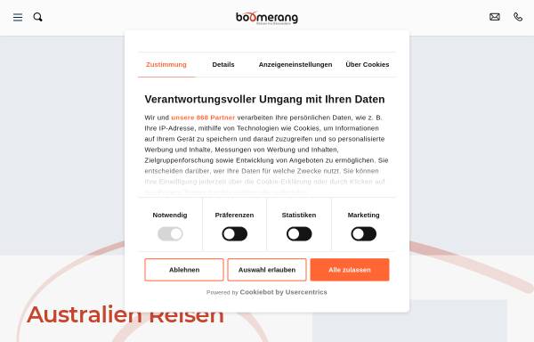 Vorschau von boomerang-reisen.de, Boomerang Reisen GmbH