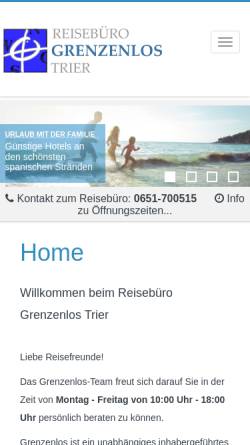 Vorschau der mobilen Webseite www.grenzenlos-trier.de, Grenzenlos Reisebüro