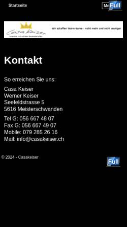 Vorschau der mobilen Webseite casakeiser.ch, Casa Keiser, Adele & Werner Keiser-Pasdzior