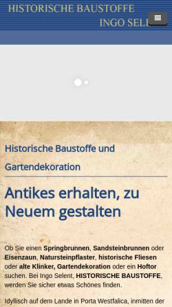 Vorschau der mobilen Webseite www.historische-baustoffe-selent.de, Historische Baustoffe Ingo Selent GmbH