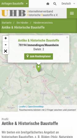 Vorschau der mobilen Webseite www.historische-baustoffe.de, Raphael Schropp, Antike und Historische Baustoffe