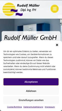 Vorschau der mobilen Webseite www.mueller-heizungundbad.de, Rudolf Müller GmbH - Sanitär, Heizung, Bad