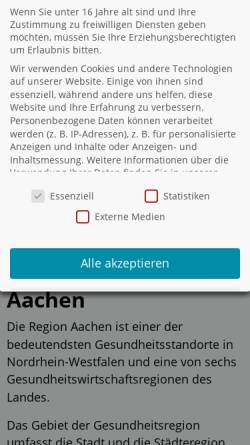 Vorschau der mobilen Webseite www.gesundheitsregionaachen.eu, Gesundheitsregion Aachen