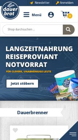 Vorschau der mobilen Webseite www.dauerbrot.de, Dauerbrot GmbH
