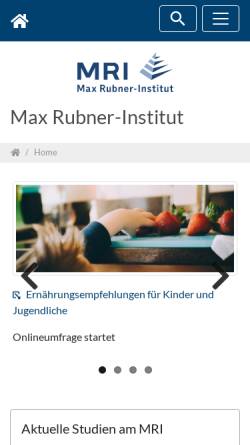 Vorschau der mobilen Webseite www.mri.bund.de, Max Rubner-Institut