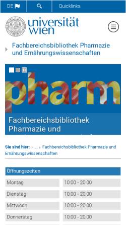 Vorschau der mobilen Webseite bibliothek.univie.ac.at, Fachbereichsbibliothek Pharmazie und Ernährungswissenschaften der Universitätsbibliothek Wien