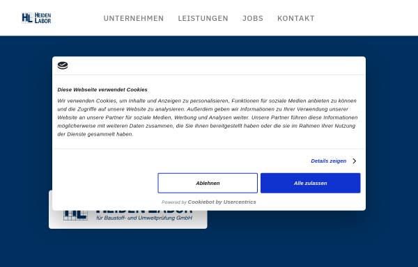 Vorschau von www.heidenlabor.de, Heiden Labor für Baustoff- und Umweltprüfung GmbH