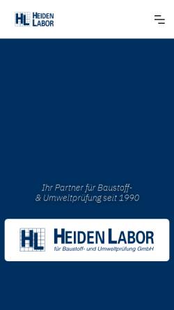 Vorschau der mobilen Webseite www.heidenlabor.de, Heiden Labor für Baustoff- und Umweltprüfung GmbH