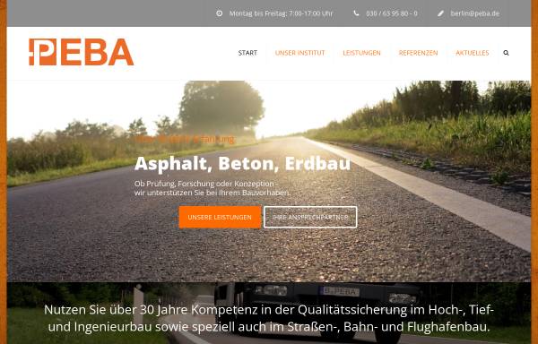 Vorschau von www.peba.de, Peba Prüfinstitut für Baustoffe GmbH