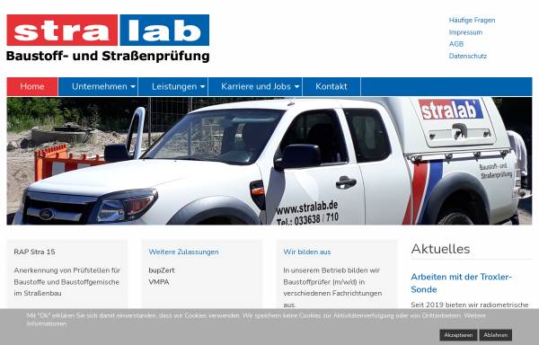 Vorschau von www.stralab.de, Stralab Baustoff- und Straßenprüfung