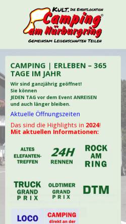 Vorschau der mobilen Webseite www.camping-am-nuerburgring.de, Camping am Nürburgring