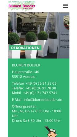 Vorschau der mobilen Webseite www.blumenboeder.de, Blumen Boeder