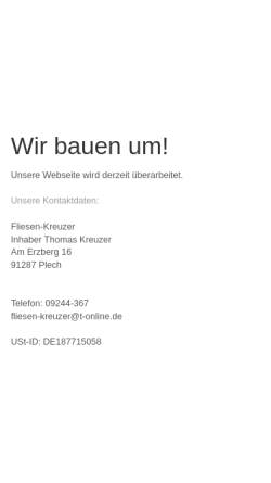 Vorschau der mobilen Webseite www.fliesen-kreuzer.de, Fliesen Thomas Kreuzer