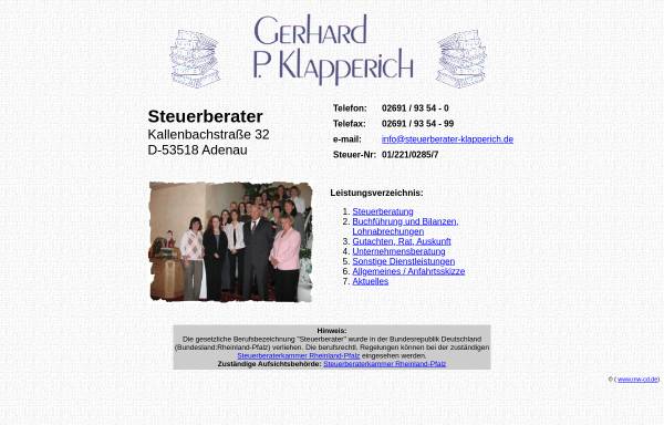 Vorschau von www.steuerberater-klapperich.de, Steuerberater Gerhard P. Klapperich
