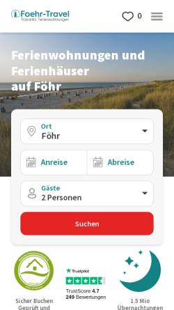 Vorschau der mobilen Webseite www.foehr-travel.de, FöhrTravel