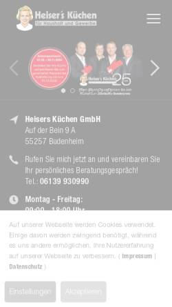 Vorschau der mobilen Webseite www.heisers-kuechen.de, Heisers Küchen GmbH
