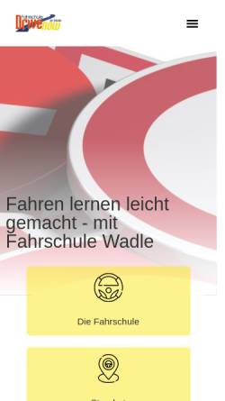 Vorschau der mobilen Webseite www.fahrschule-wadle.de, Fahr-und Ferienfahrschule Wadle