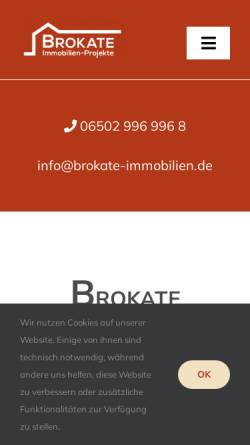 Vorschau der mobilen Webseite www.brokate-immobilien.de, Immobilien Brokate